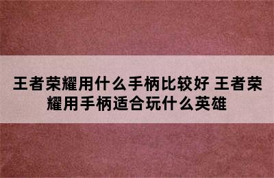 王者荣耀用什么手柄比较好 王者荣耀用手柄适合玩什么英雄